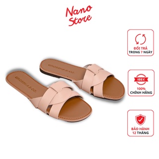 Dép đi biển nữ thời trang quai đan chéo, dép nữ đế bệt DE28