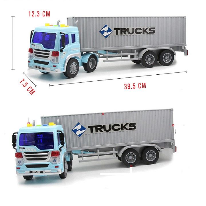Mô hình xe đầu kéo container bằng nhựa xe có đèn và âm thanh xe mô hình tỉ lệ 1:16 đồ chơi trẻ em
