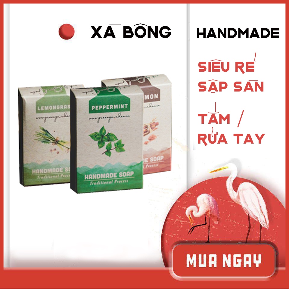 Xà bông rửa tay thảo mộc, giảm mụn lưng, soap QUÊ MỘT CỤC 100G (HANDMADE)