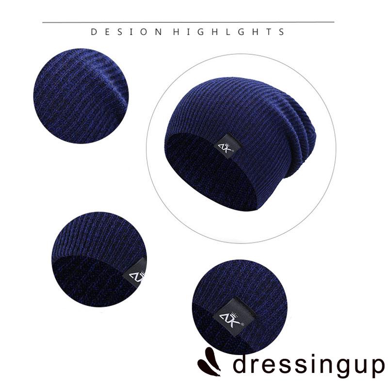 Mũ Len Trùm Đầu Unisex Màu Trơn Ấm Áp Thời Trang