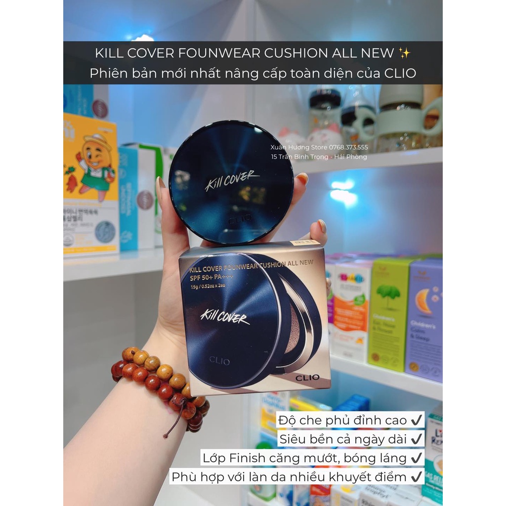 Phấn nước Clio Kill Cover Founwear Cushion All New SPF 50 (BẢN MỚI)