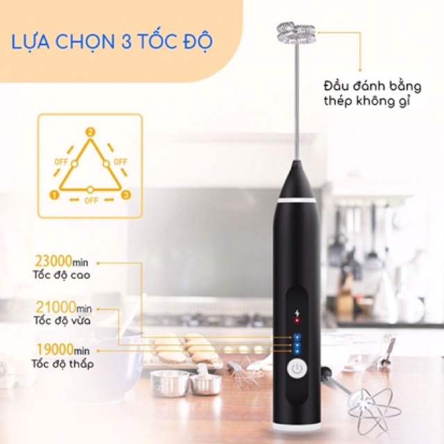Máy đánh trứng, Máy tạo bọt cafe, Có cổng sạc usb