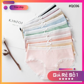 Quần lót cotton ❣️❣️ free ship ❣️❣️quần chip cotton cạp lưới phối nơ qc06 .