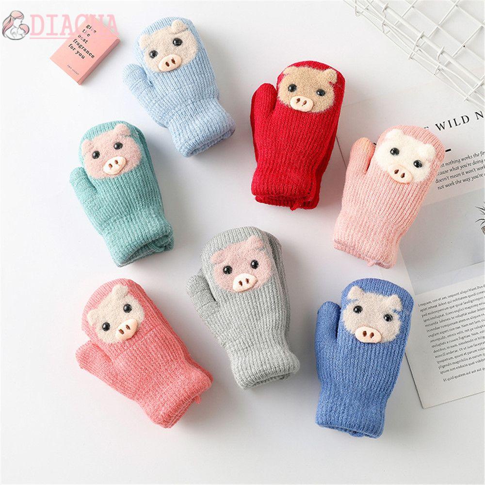 Găng tay dệt kim dày giữ ấm mùa đông dễ thương cho bé 1-3 tuổi
