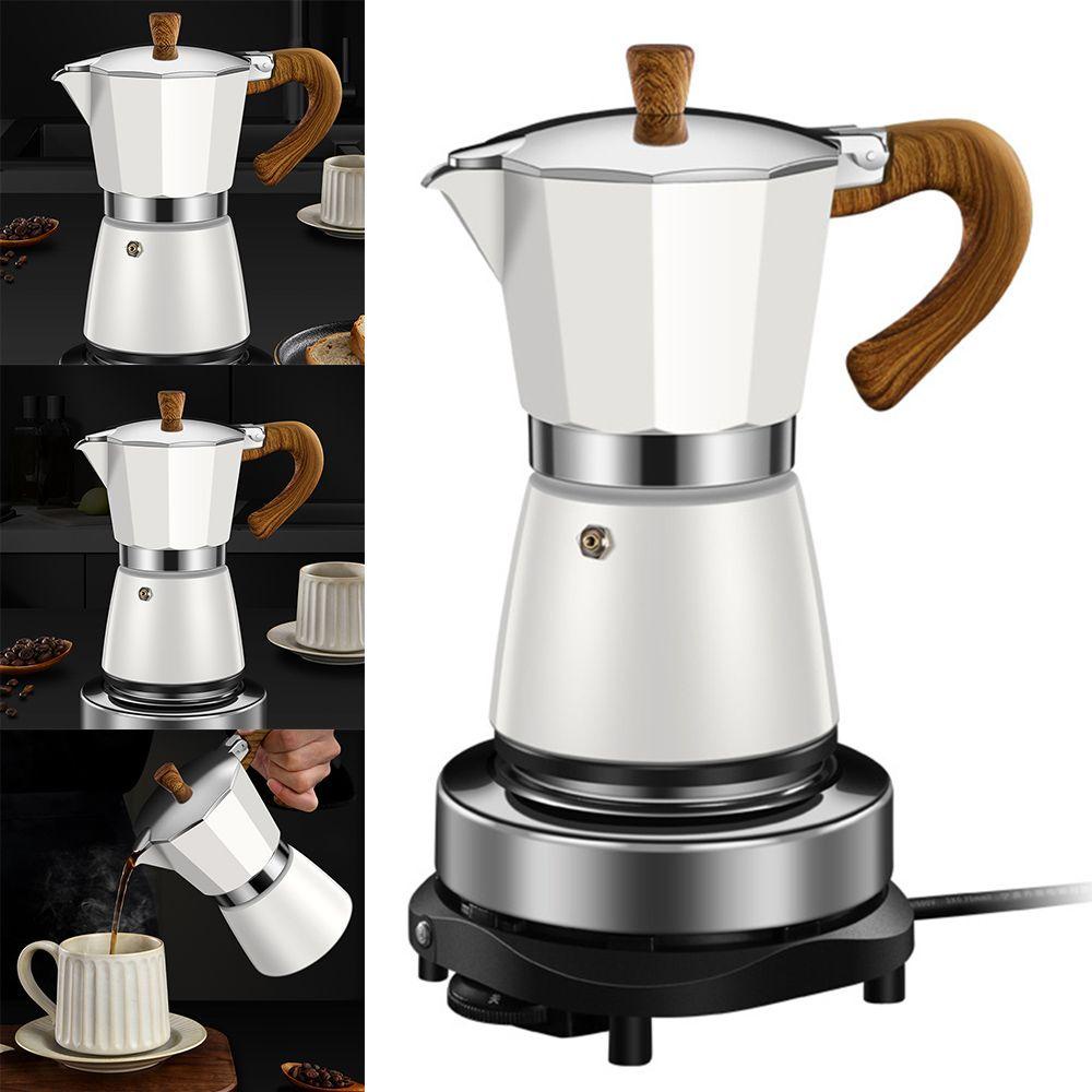 GOGOUP Bình Pha Cà Phê Espresso 3 / 6 150 / 300ML Tay Cầm Bằng Gỗ Cách Nhiệt