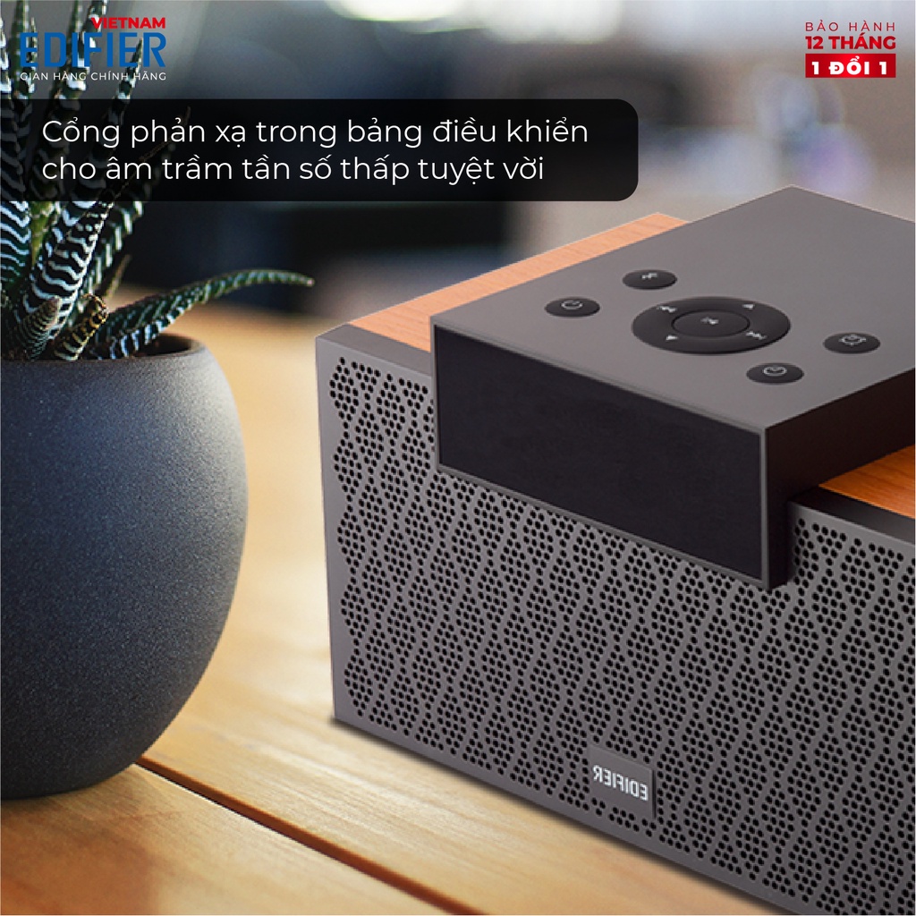 Loa Bluetooth EDIFIER MP260 Kèm đồng hồ báo thức Màn hình đèn LED - Công suất lớn - Vỏ gỗ cao cấp chống dội âm