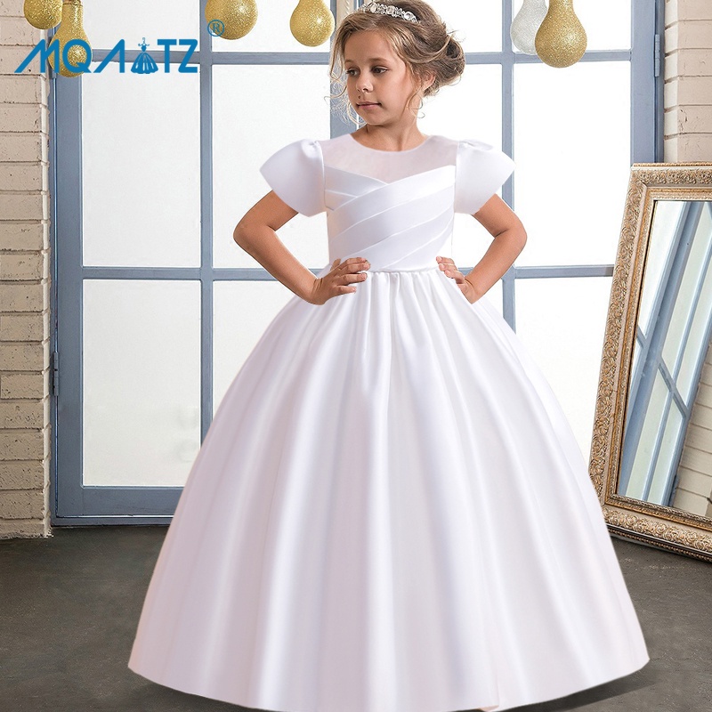 Đầm công chúa MQATZ bằng satin tay ngắn cho bé gái 4-14 tuổi