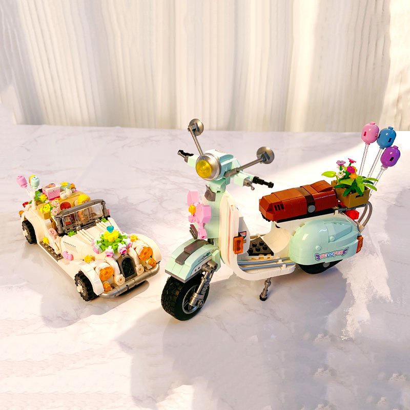 Đồ chơi lắp ghép khối xây dựng, xe mô hình Scooter, xe đám cưới hãng LOZ