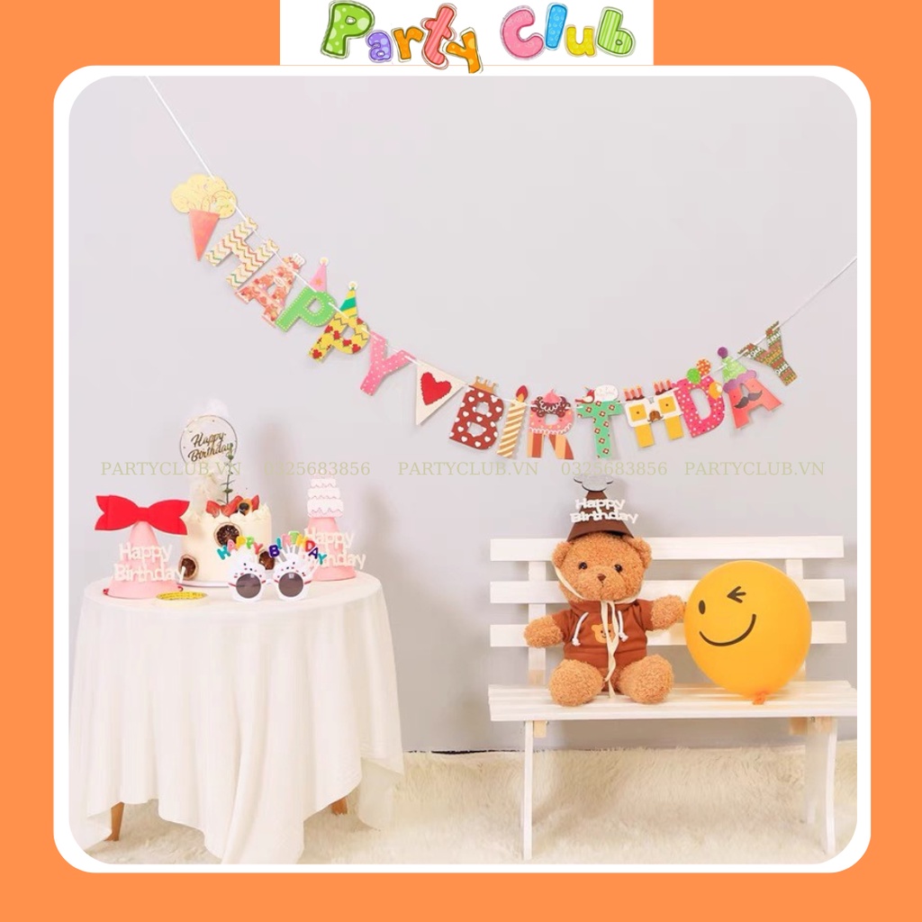 Dây treo chữ Happy Birth Day trang trí sinh nhật hình ria mép