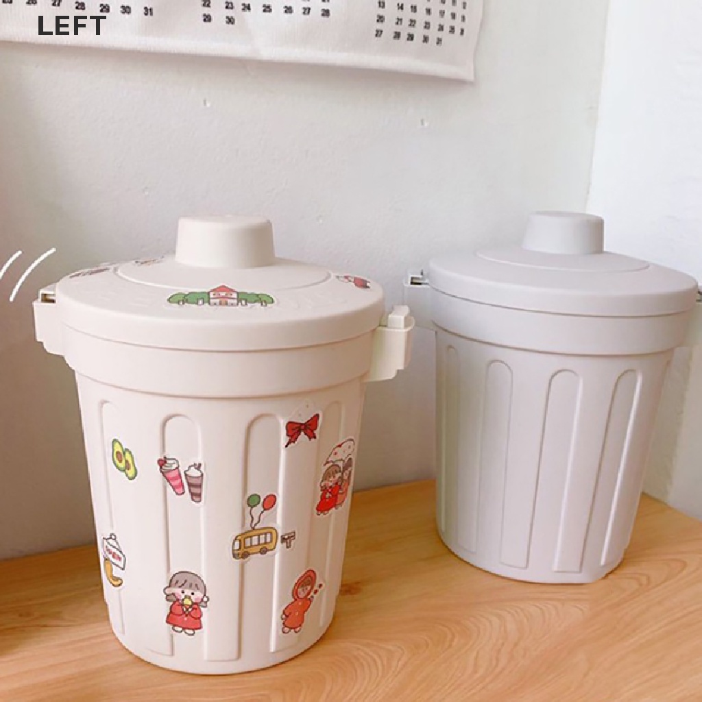 Le Ins Desktop Small Trash Bin Waste Bin Bedroom Home Cute Trash Can With Lid Mini my