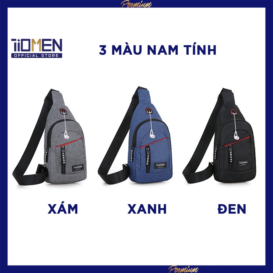 Túi vải canvas đeo chéo nam mini, túi đeo chéo nam có lỗ tai nghe tiện lợi cách Hàn Quốc | BigBuy360 - bigbuy360.vn