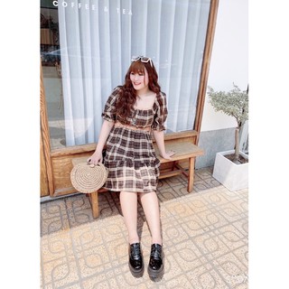Đầm caro tay bí bigsize 60=>90kg
