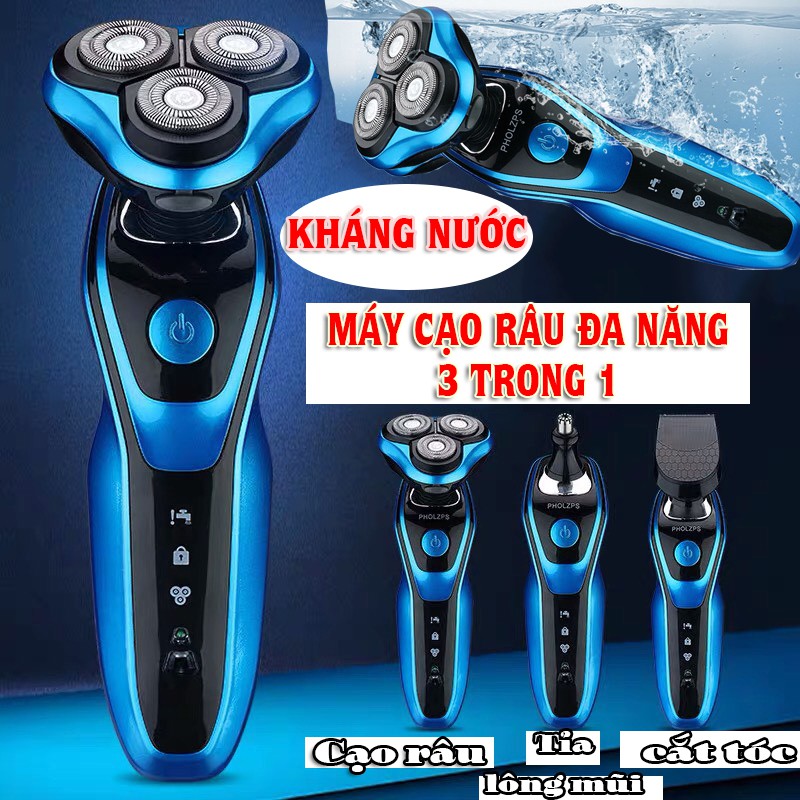 Máy cạo râu đa năng [ Cạo Râu, Hớt Tóc, Cạo Lông Mũi𝑭𝑹𝑬𝑬𝑺𝑯𝑰𝑷  Máy cạo râu cạo không đau rát, Thông minh chống nước