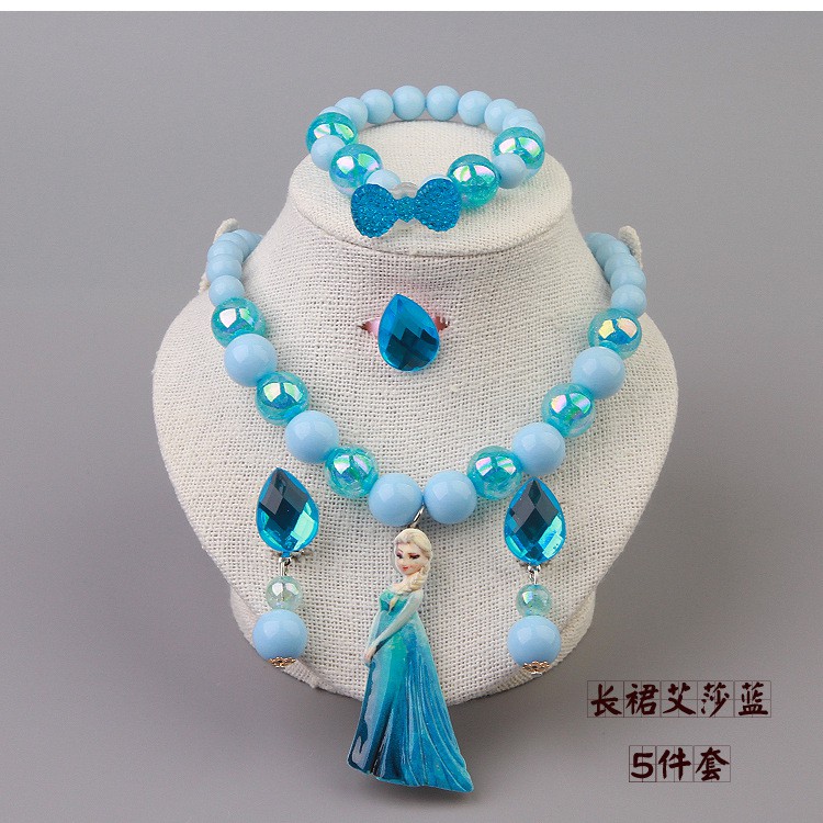  Set khuyên tai / dây chuyền mặt công chúa Elsa phong cách hoạt hình Frozen