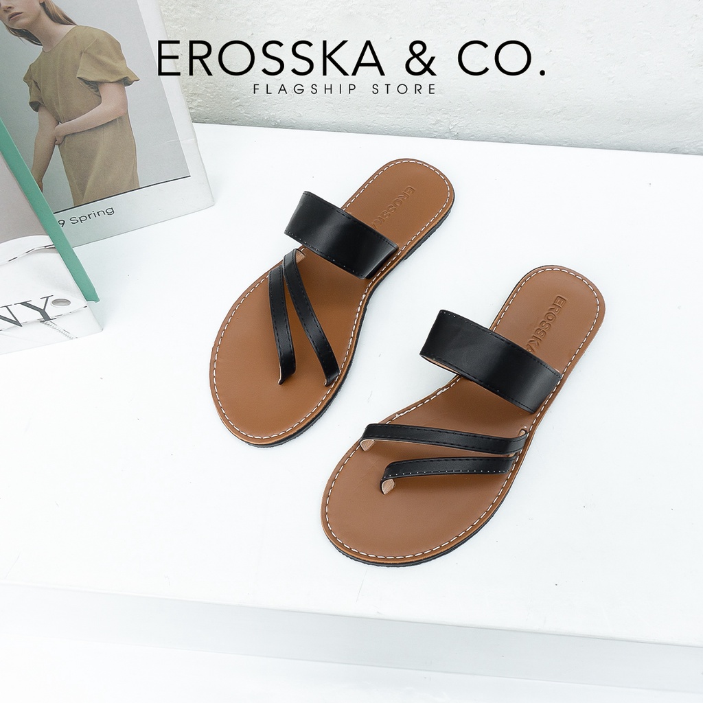 [Mã WABRTL3 -10% đơn 250K]Dép nữ đế bệt sandal đi biển thời trang Erosska màu kem _ DE054