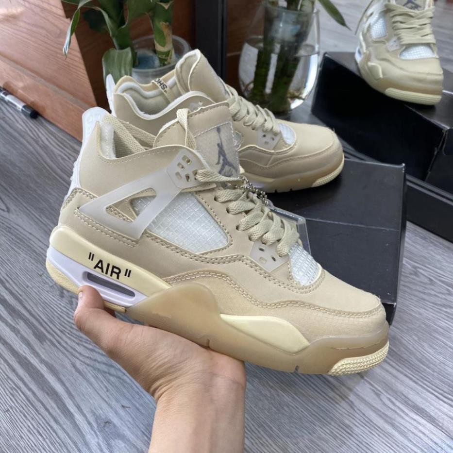 Giày JD4 thể thao sneaker JORDAN 4 kem sữa off Hot trend nam nữ