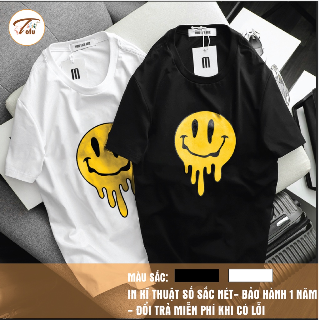 Áo thun Unisex  MẶT CƯỜI CHẢY DREW, Áo phông dáng rộng tay lỡ, Form oversize Nam nữ, chất liệu cotton 100% thoáng mát