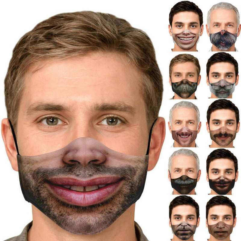 Khẩu Trang Cotton In Hình Mặt Cười Vui Nhộn Có Thể Giặt Rửa Và Bịt Tai