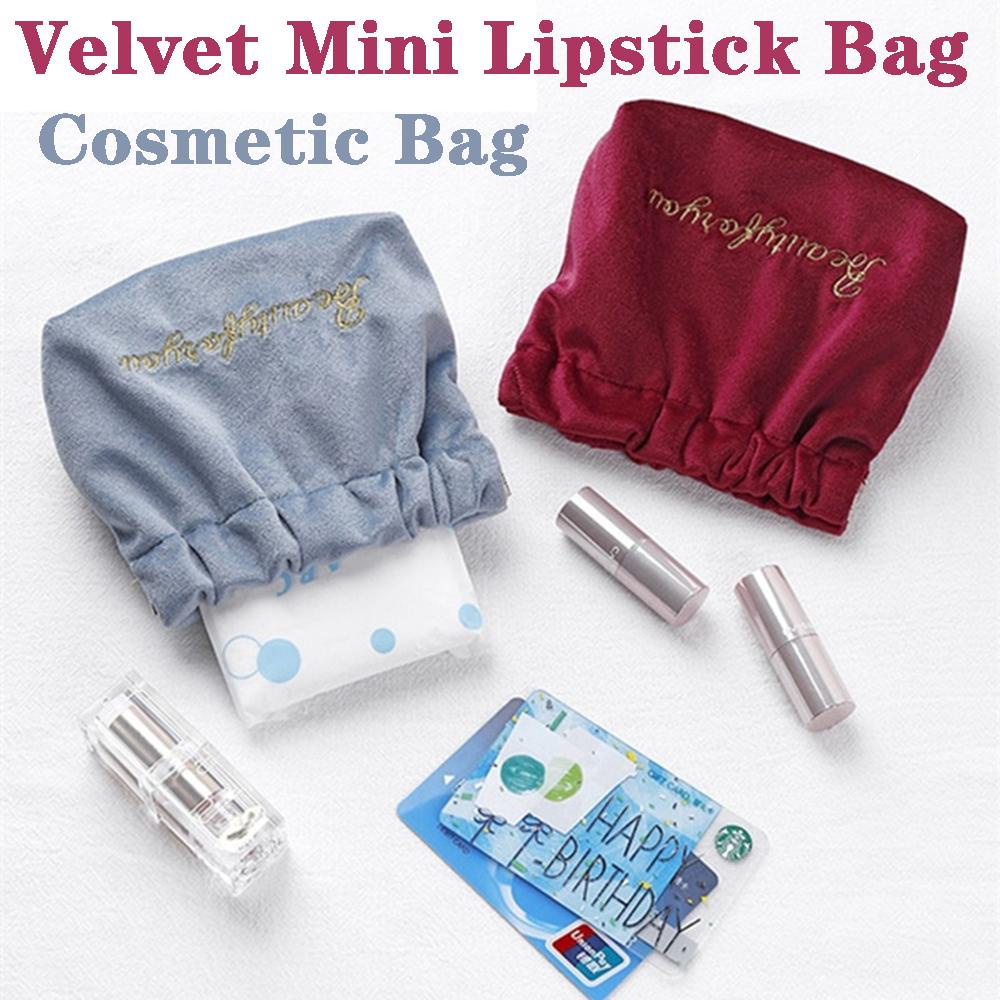 Túi Đựng Son Môi Mini Bằng Vải Nhung Mềm Mại Tiện Dụng Mang Theo Du Lịch