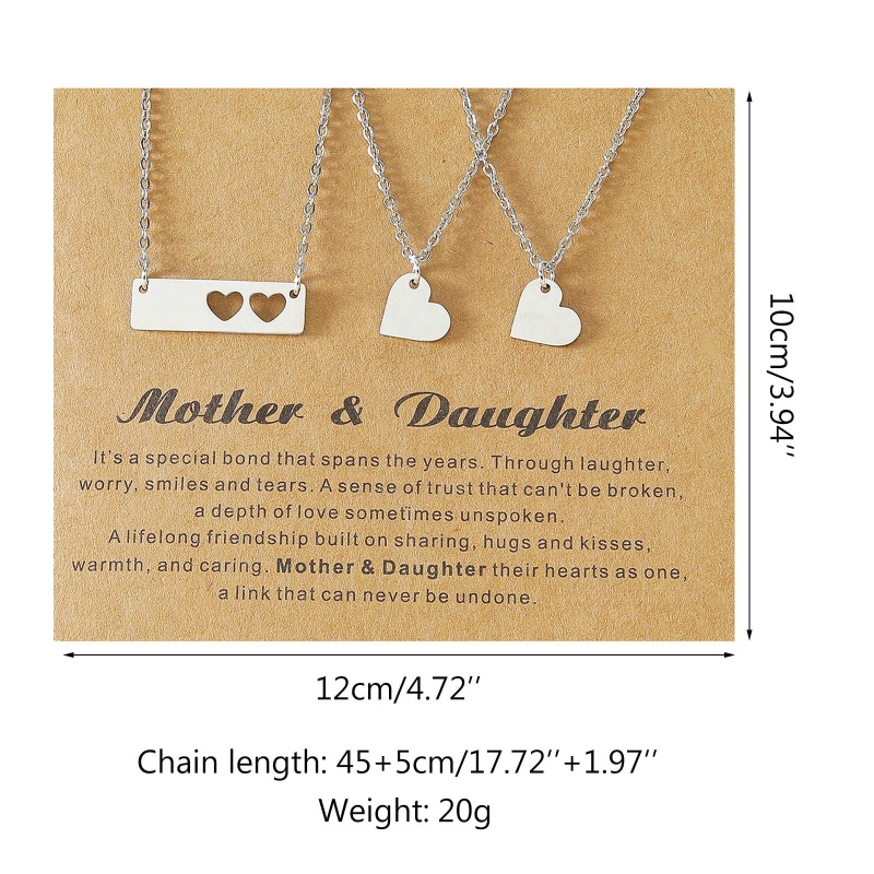 Set 3 Vòng cổ Mặt Thẻ Khắc Trái Tim Rỗng Độc Đáo Cho Mẹ Và Bé