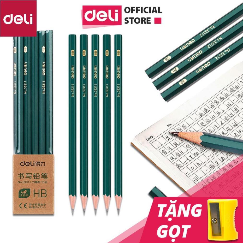 Bút chì lục giác Deli - loại 2B/HB - 10 chiếc/hộp - 33311 / 33312 [Deli]