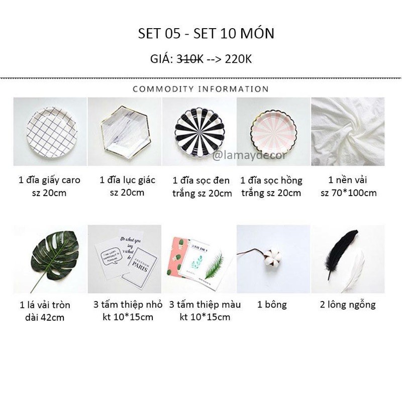 (Giảm 29%) Set chụp ảnh mỹ phẩm nhiều đĩa - Set số 05