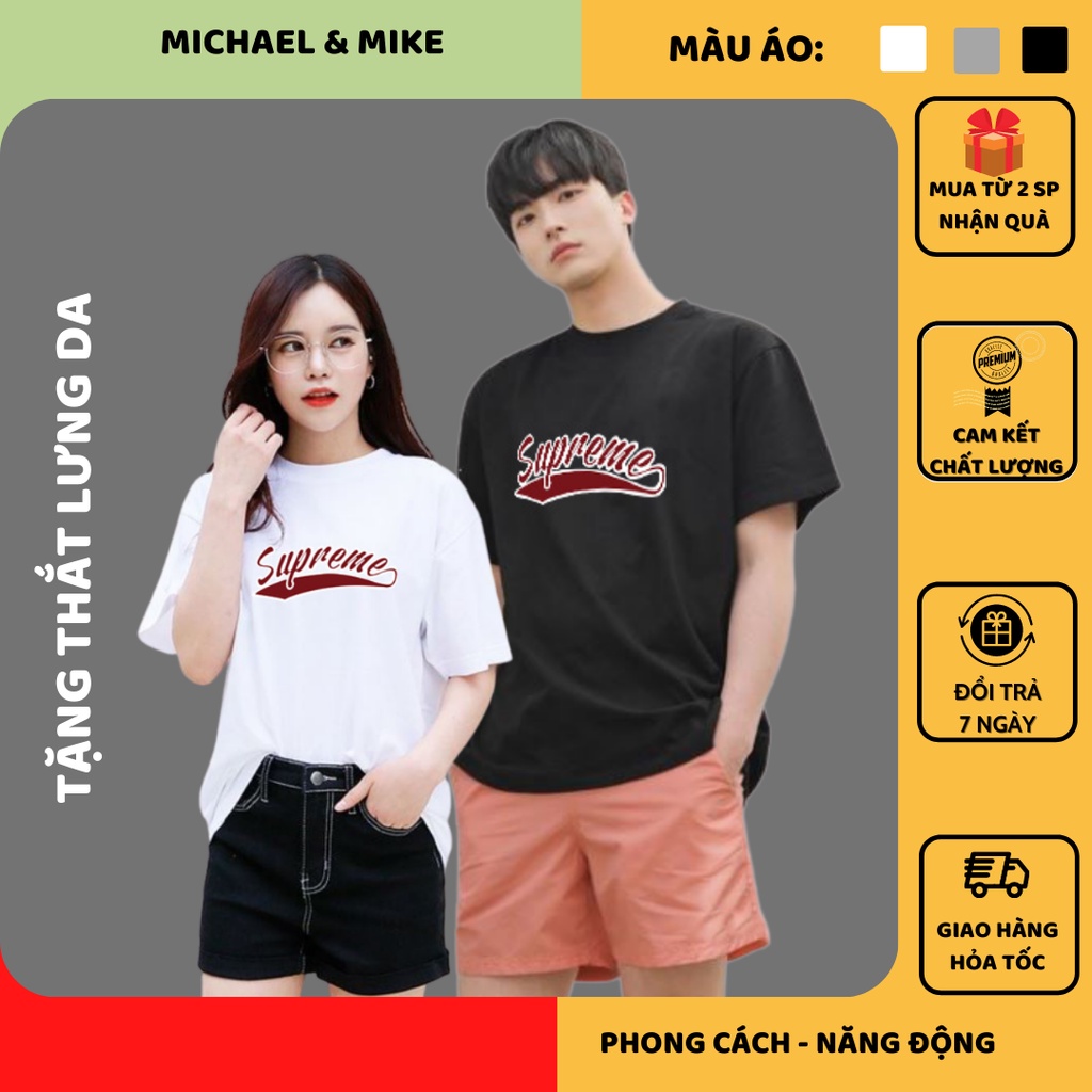 Áo phông – Áo thun nam nữ 100% Cotton thời trang unisex phong cách Hàn Quốc in hình SUPREME phong cách