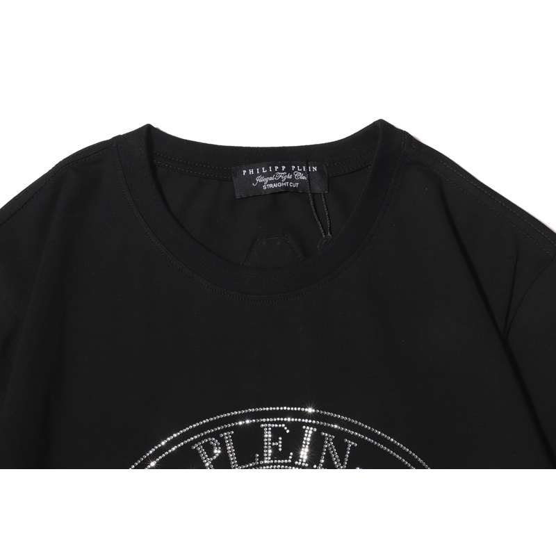 Áo Thun Cotton Tay Ngắn In Họa Tiết Philip PLEIN Thời Trang Unisex