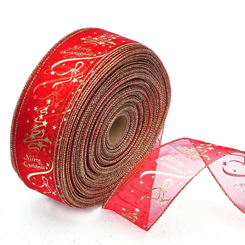 Cuộn Dây Ruy Băng Bằng Vải Organza Màu Đỏ Rộng 6cm Rộng (Gói Quà Giáng Sinh) Dài 2m