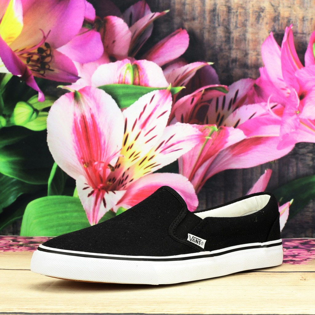 Giày Lười Nam Van Vải canvas Màu Đen