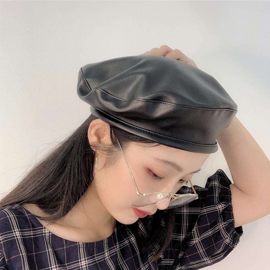 Mũ nồi Beret da trơn cao cấp phong cách Hàn Quốc NoBrandFemaleLeather