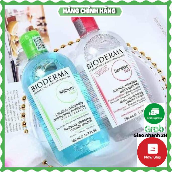 [GIÁ SỈ]  Nước Tẩy Trang Bioderma Pháp H2O 500ml xanh - hồng chính hãng chuẩn(Nắp Nhấn)