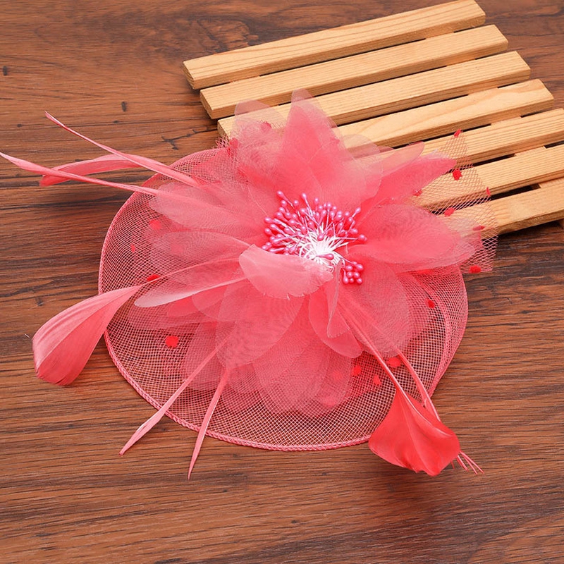 Trâm Cài Tóc Hình Chiếc Nón Đính Lông Vũ Sang Trọng Cho Cô Dâu