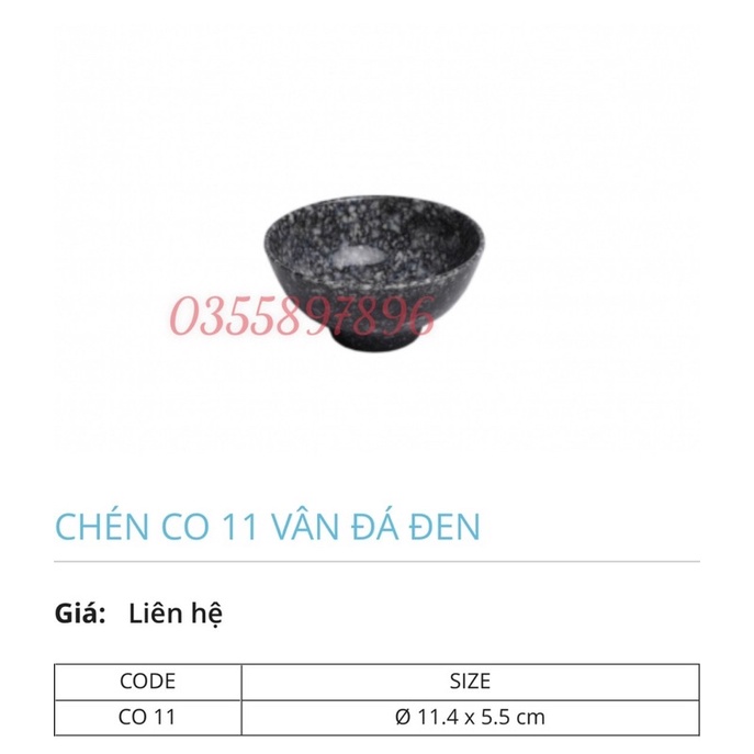 Bát đĩa vân đá đen phong cách Hàn Quốc 100% MELAMINE chống rơi vỡ