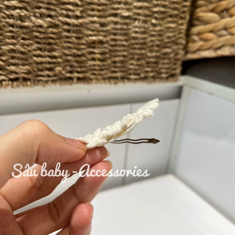 Bờm xước tóc, turban, kẹp tóc hoa màu kem Hàn Quốc cho bé