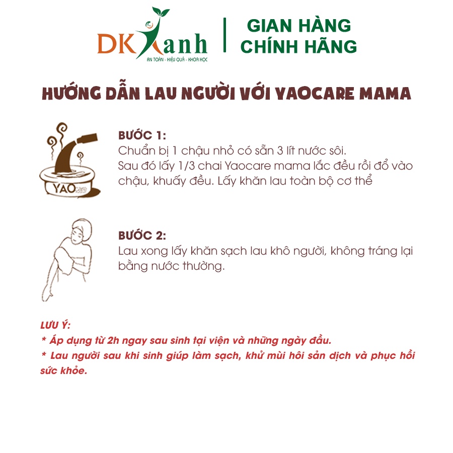 Combo 3 hộp Xông tắm sau sinh Yaocare Mama - DK Pharma, 3 hộp / 9 chai 250ml tặng 1 chậu xông vùng kín