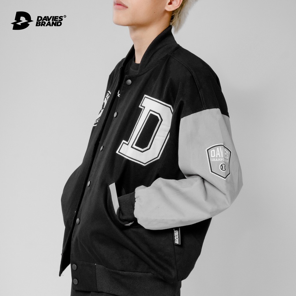 Áo bomber bóng chày nam nữ Davies brand - Grey Varsity Baseball Academy Bomber