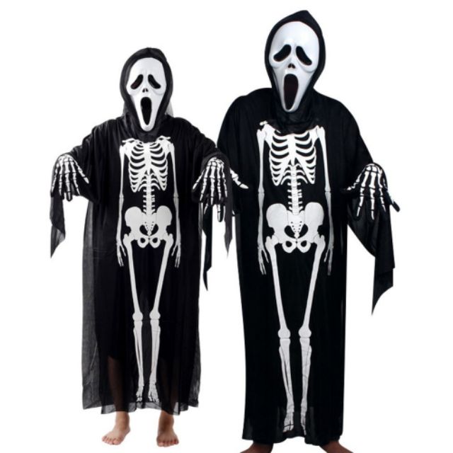 Set bộ Áo choàng xương Halloween