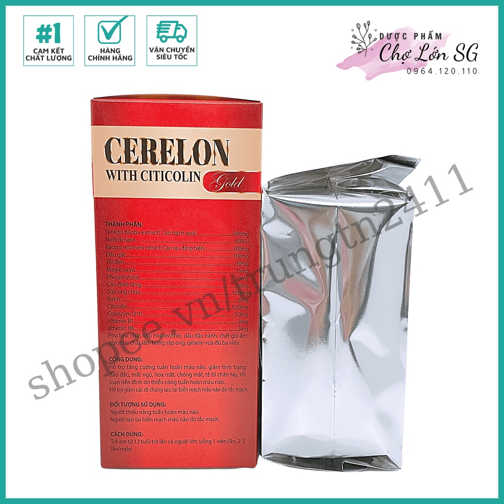 Viên uống bổ não CERELON GOLD giảm đau đầu, mất ngủ, hoa mắt chóng mặt