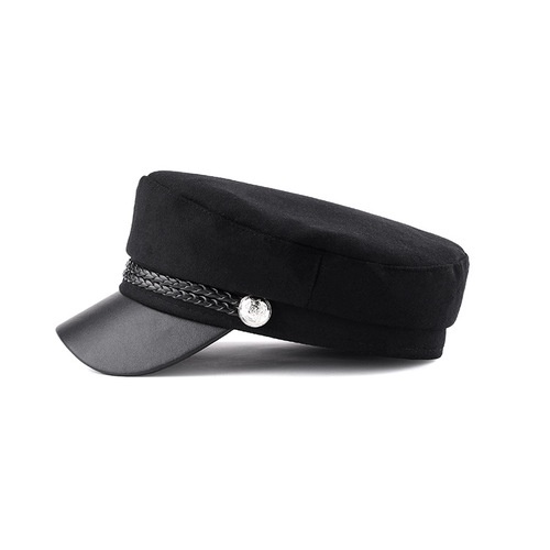 Mũ nồi nữ có vành kiểu dáng hải quân, nón beret kaki cotton