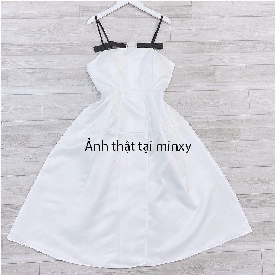 Váy tacta trắng đầm hai dây đính hoa hàng hàng thiết kế hot hit hiên nay-MINXY SHOP