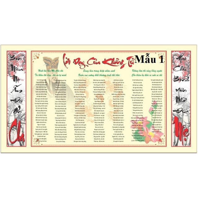 [TRANH DÁN TƯỜNG] Lời dạy Khổng Tử mẫu 1( 3 khổ A0, A1, A2 tùy chọn)