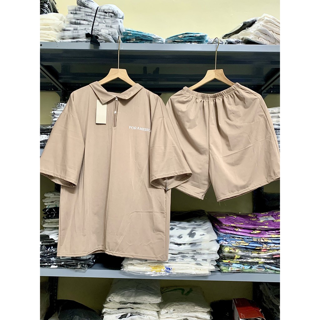 Bộ đùi thể thao nâu trơn ulzzang dáng thụng trẻ trung cá tính | BigBuy360 - bigbuy360.vn