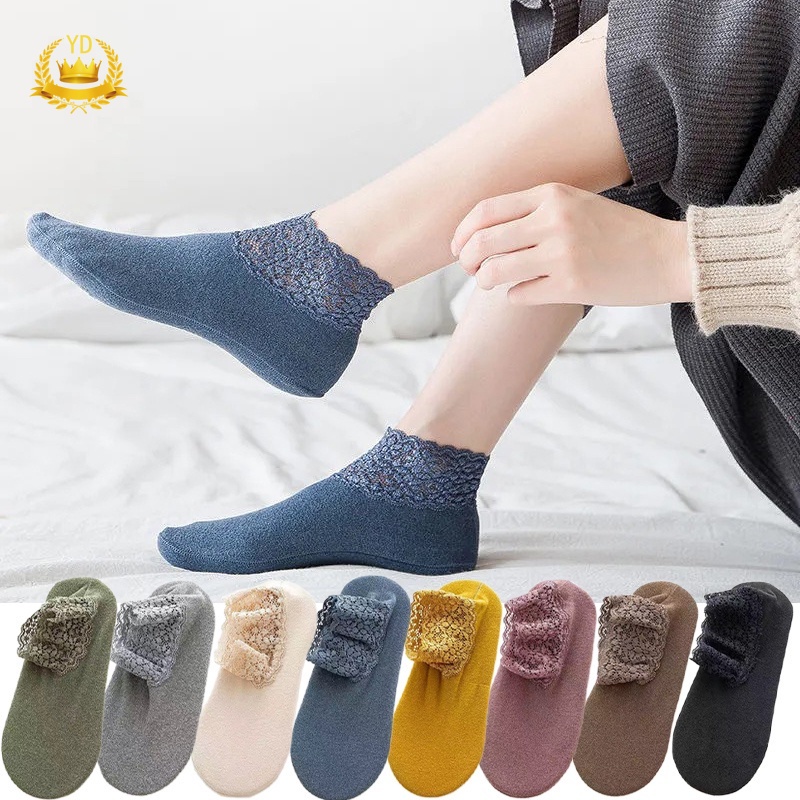 Vớ Cổ Ngắn Phối Ren Ấm Áp Dễ Thương Chống Trượt 2021 Hb