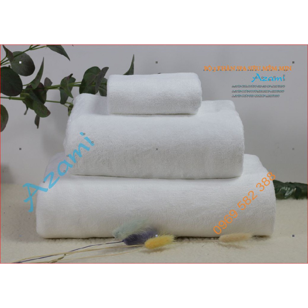 BỘ 3 KHĂN SPA SIÊU MỀM MỊN - 35X75CM, 70X140CM, 90X190CM