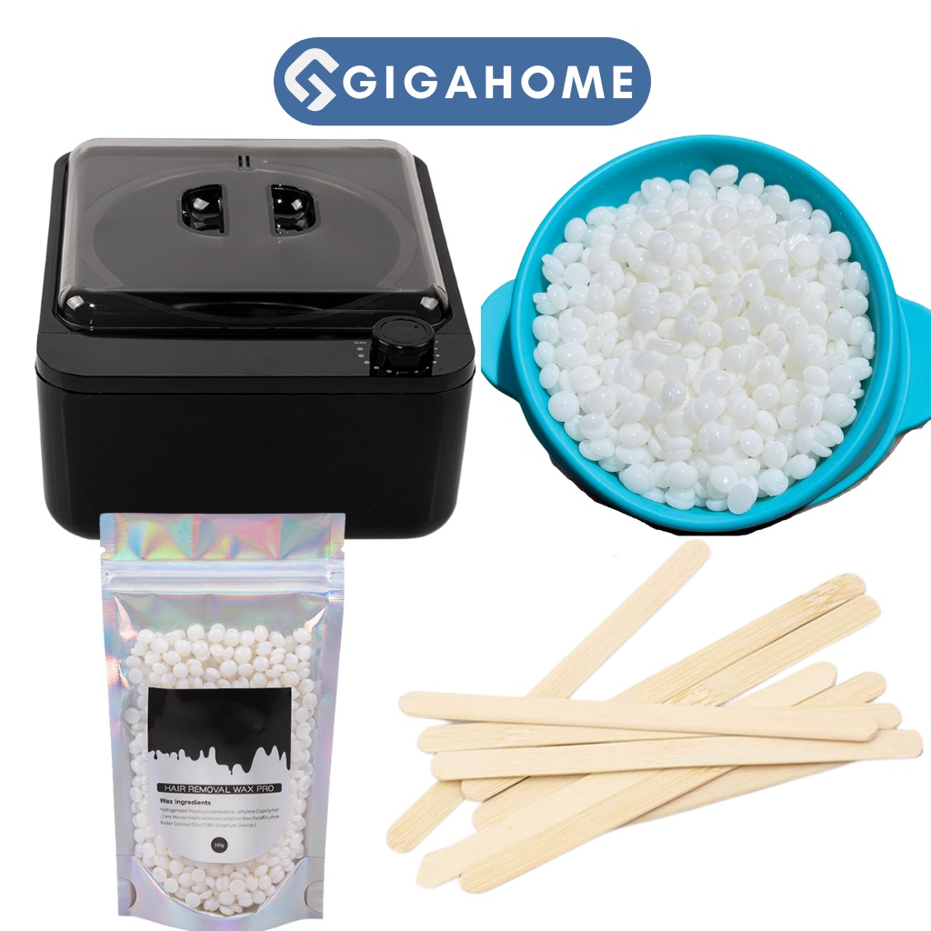 Combo Nồi Nấu Sáp Wax Lông Chống Dính + 100gr Sáp Cao Cấp Tặng Kèm 5 Que Gỗ GIGAHOME