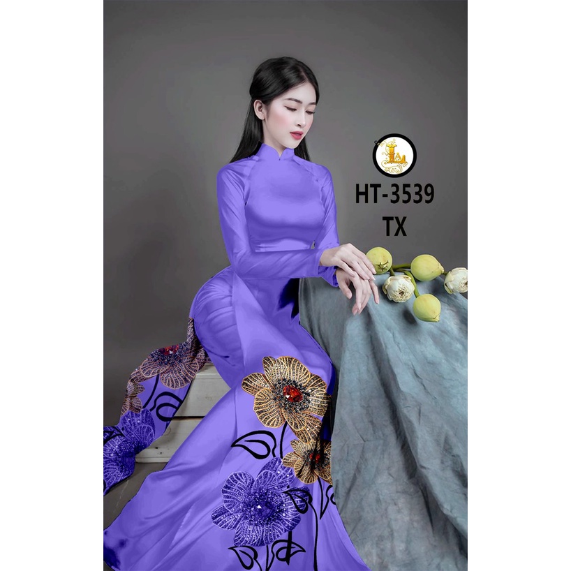 VẢI MAY ÁO DÀI HOA TÀ IN3D HOA CỰC ĐẸP LỤA VÂN GỖ SANG TRỌNG