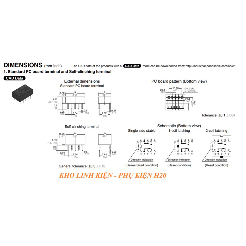 Relay TQ2-12V -ATQ203 - 10 chân 2 hàng