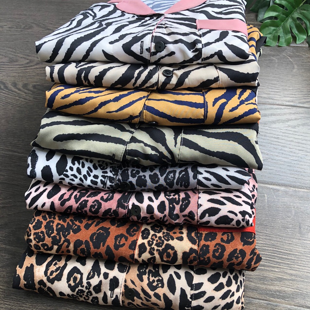 Đồ bộ pijama lụa beo cộc tay quần dài dưới 65 kg -Đồ mặc nhà -mặc ngủ siêu xinh