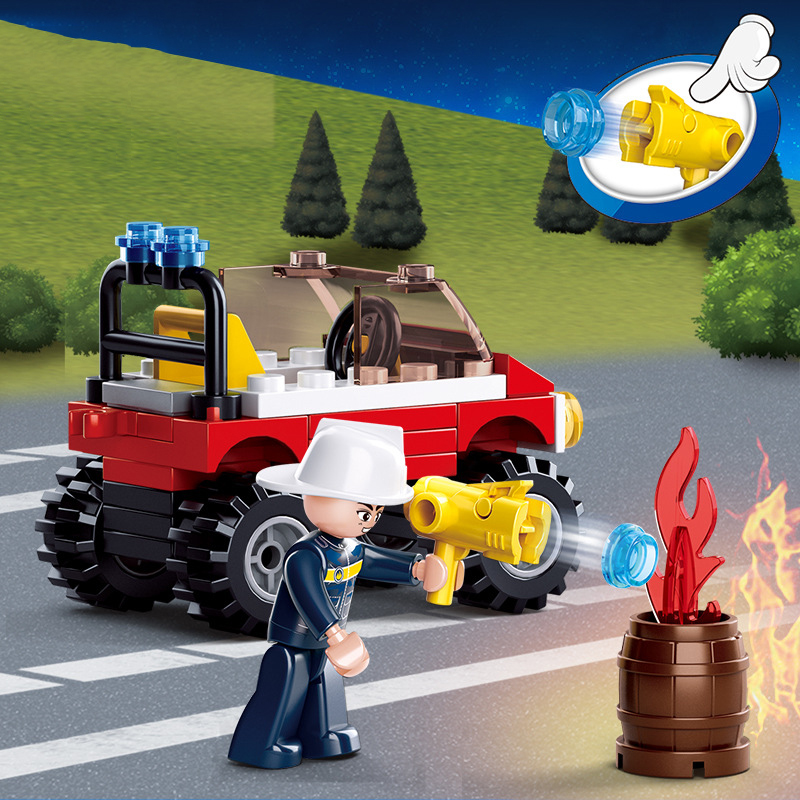 58 PCS Lego City Police Fire Truck Xe cứu hỏa đồ chơi cho bé Fire Truck mẫu mới